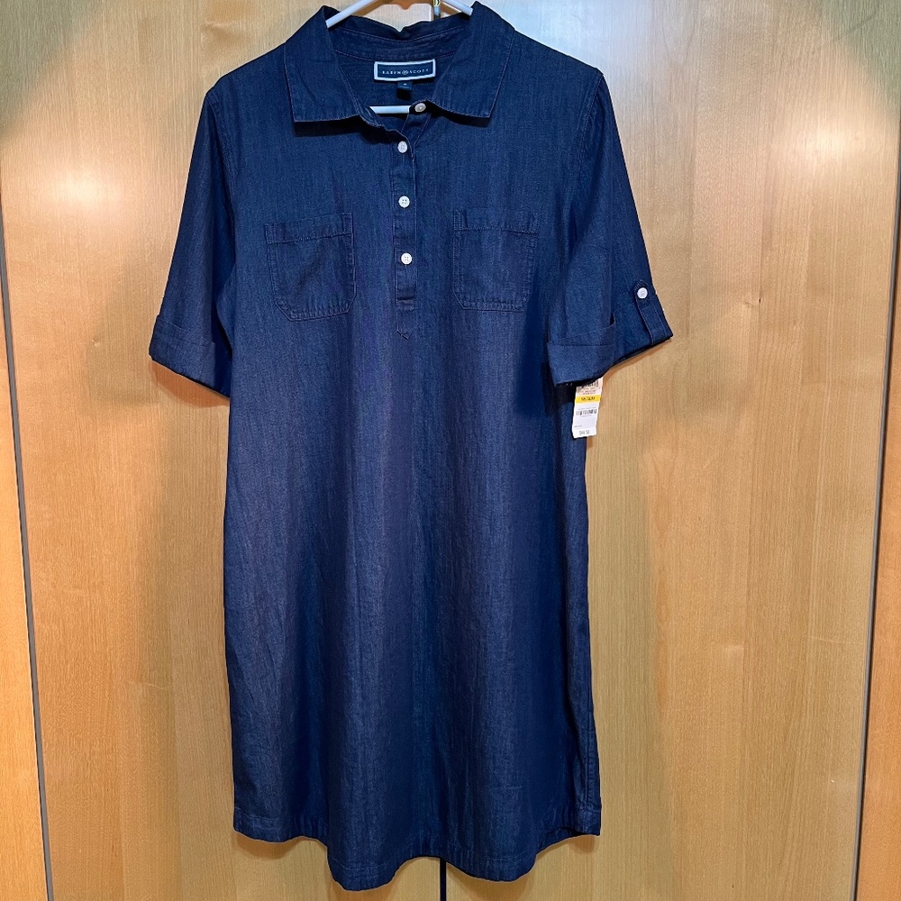Denim Chambray Dress Sz M  Karen Scott NWT